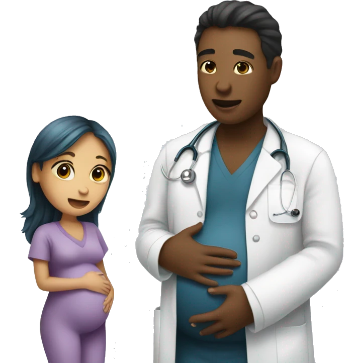 pregnant girl talking to doctor emoji