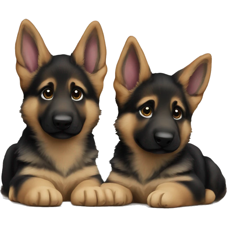 2 German Shepherd puppies emoji