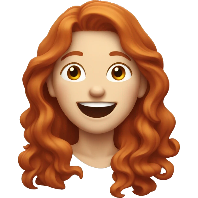 Pale, Long Wavy haired red head woman laughing and pointing emoji