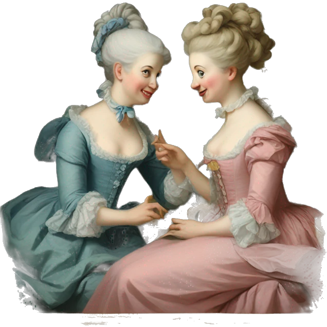 Painting of two rococo women chatting emoji