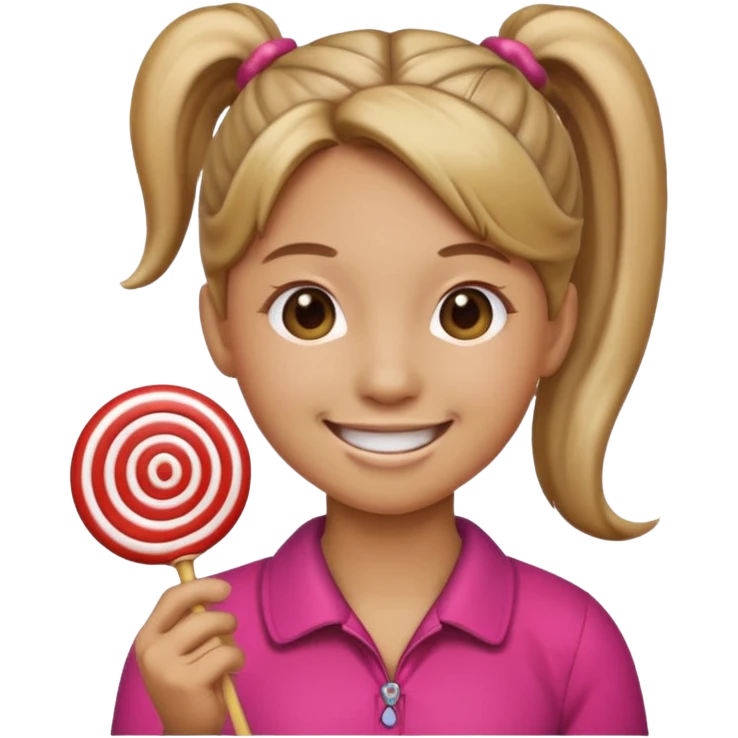 Using this emoji 🥹 make me one with ponytail hair holding a lollipop in each hand using the round emoji not a person emoji