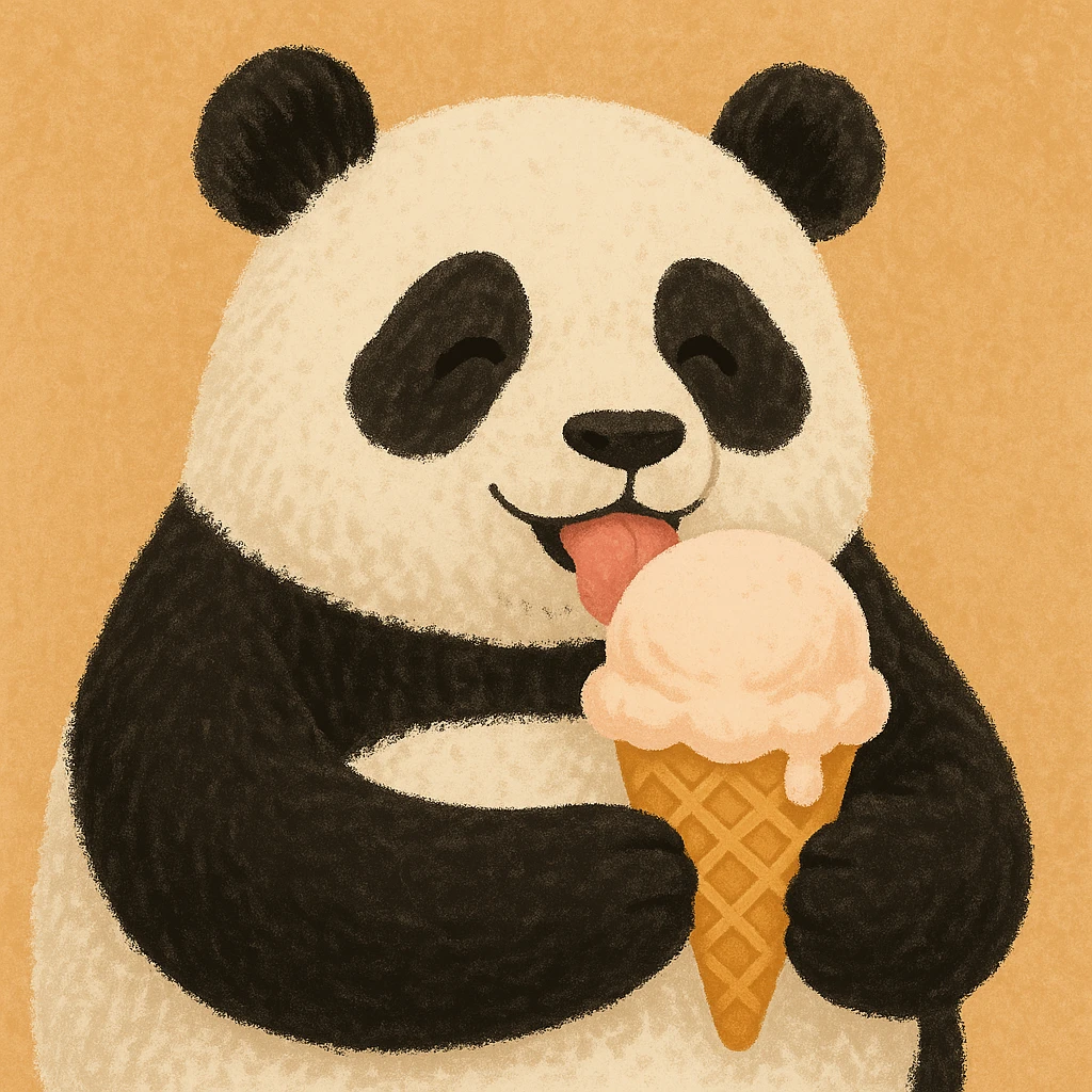 Panda eating ice cream emoji