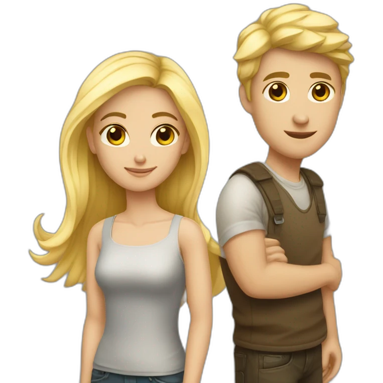 couple blonde girl burunette guy emoji