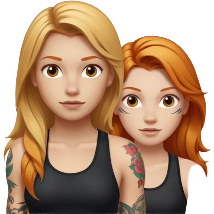 girl with long blonde hair and tattoos and an athletic ginger girl emoji