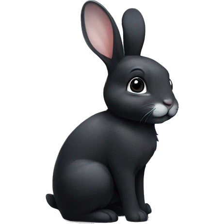 cute black bunny with little white bow at the right ear emoji