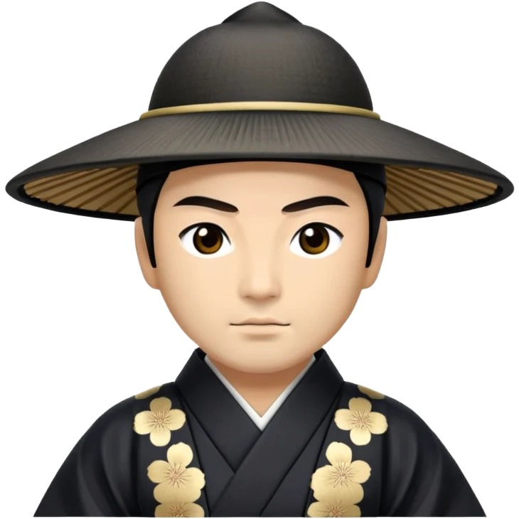 shogun in a black kimono with an eboshi hat, Edo period emoji