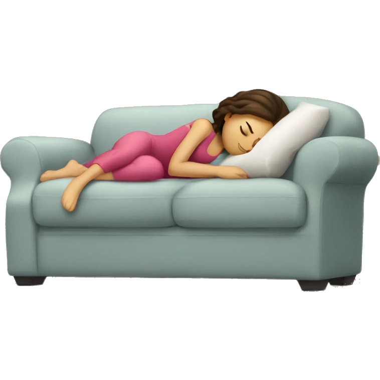 brunette taking a nap on couch emoji