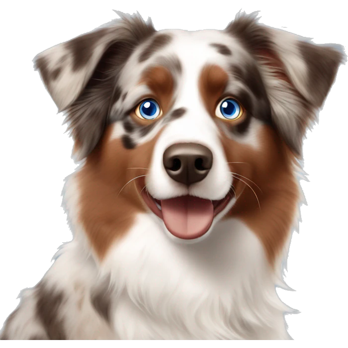 Australian Shepherd Red Merle with blue eyes emoji