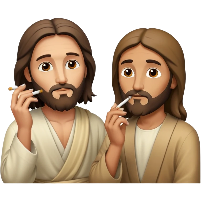 Jesus Christ and Mohammad smoking a cigarette emoji