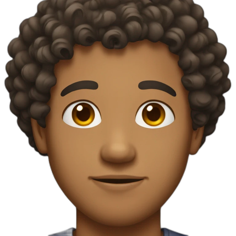 mixed race man with curly hair emoji