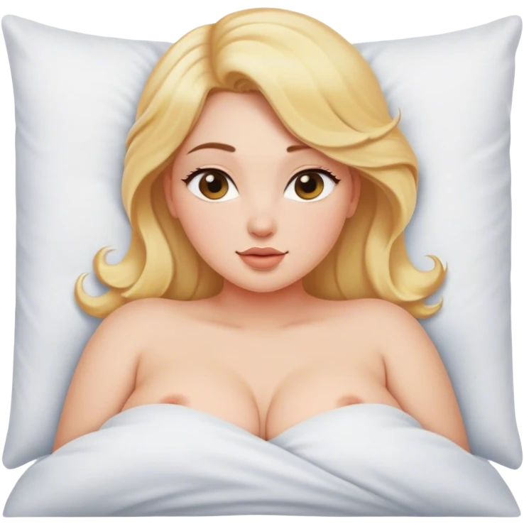 Curvy blonde intimate sfw bed pose emoji