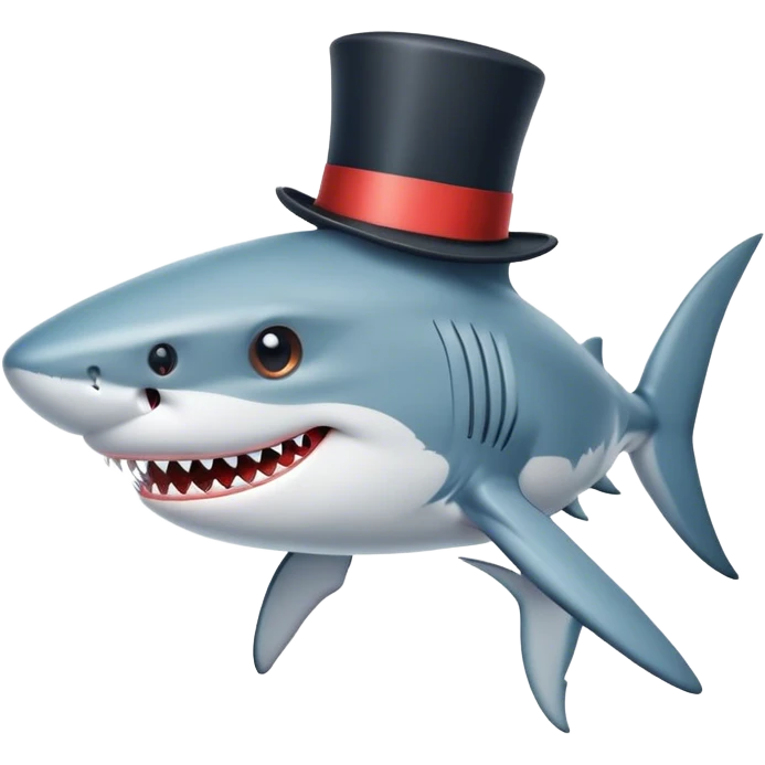 Shark with a top hat emoji