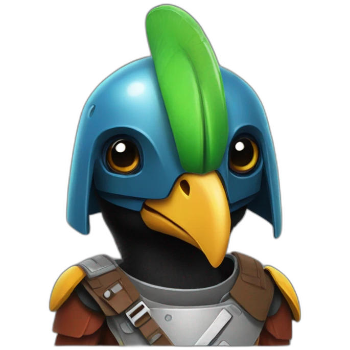 a party parrot that is wearing a mandalorian helmet emoji