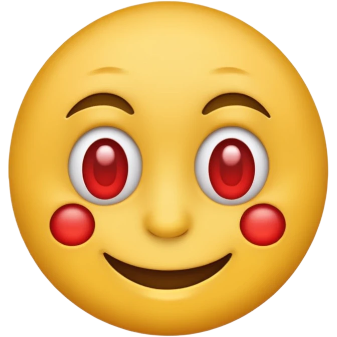 Make a yellow emoji smiling with red and tired eyes, under his nose there are white powder emoji