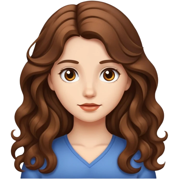 Girl with long brown wavy hair emoji