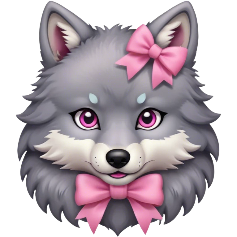 wolf with pink bow emoji