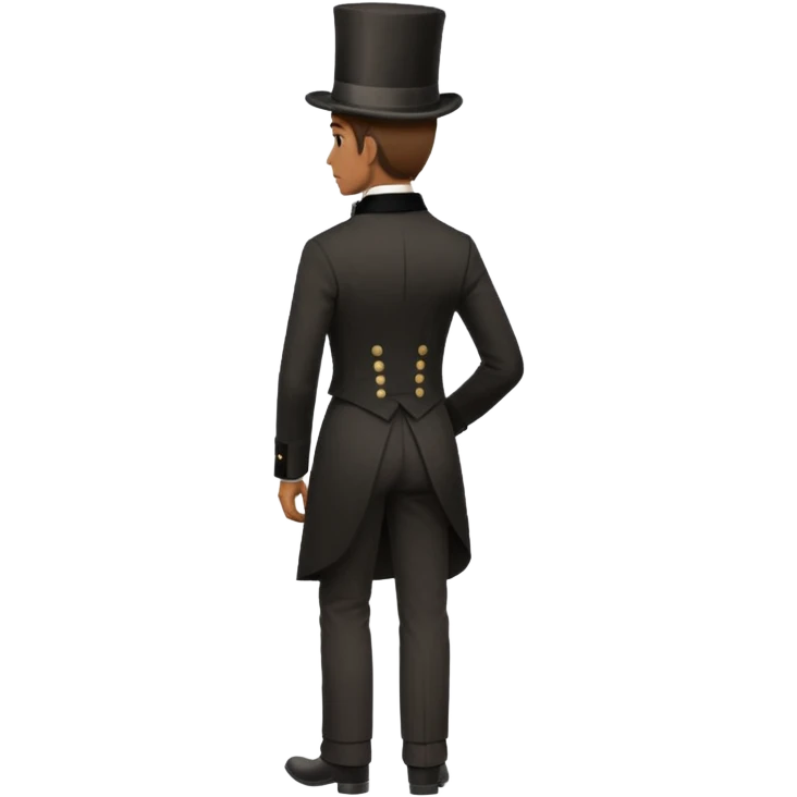 19th century man in a top hat, full body, standing, facing away emoji