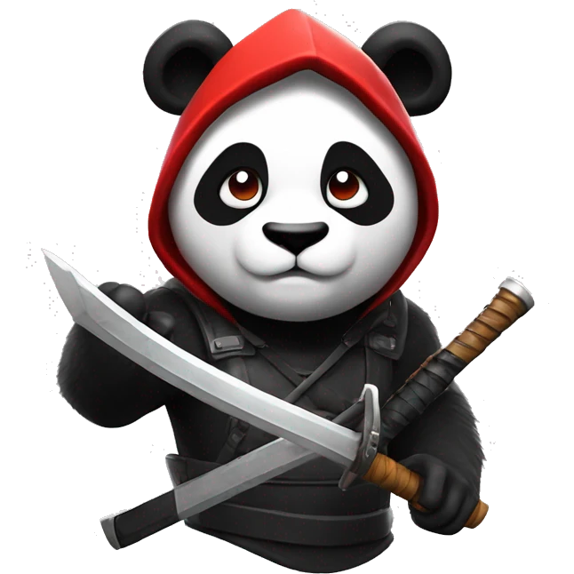 crea un emoji de un panda blanco y negro con una katana ojoa rojos en fortnite epico p emoji