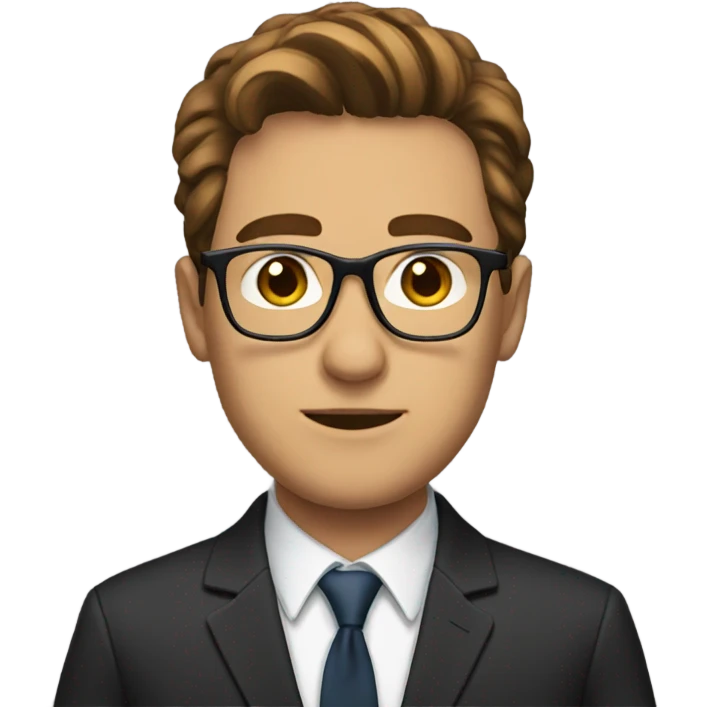 A man with brown hair with glasses in a suit emoji