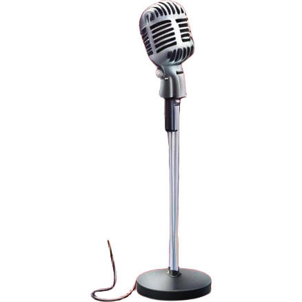 Create a glamorous and vibrant emoji that represents pop or stage vocal performance. The design should feature an empty stage with concert lighting. Include elements like an iconic stage microphone with a sparkling, rhinestone-studded microphone stand, set on a red carpet, a celebratory firework display in the background and a ribbon of musical notes flowing around the scene to symbolize the performance's energy. Use bright colors like gold, red, and silver to emphasize the excitement and glitz of the pop vocal world. The background should be transparent. emoji