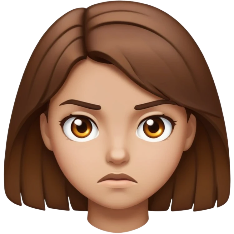Girl with brown hair that looks like she is mad emoji