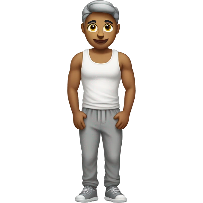 cat wearing a wife beater with grey sweat pants emoji