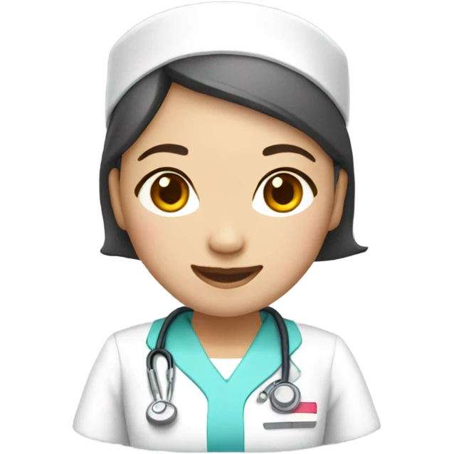 cute Asian nurse with smile, without hair emoji