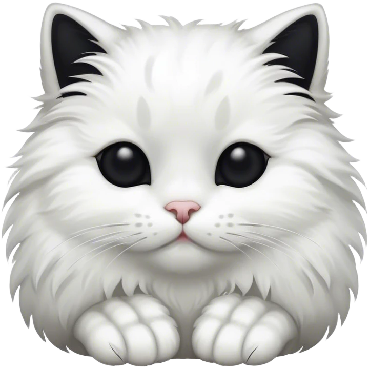 White cat with black splotches with paws covering face emoji