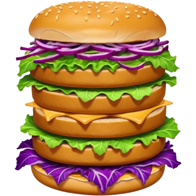 Spicy stacked chicken sandwich — two thick golden toast slices, a crispy breaded chicken fillet, green lettuce, and purple cabbage slaw, with glossy dark sauce dripping down the sides. emoji