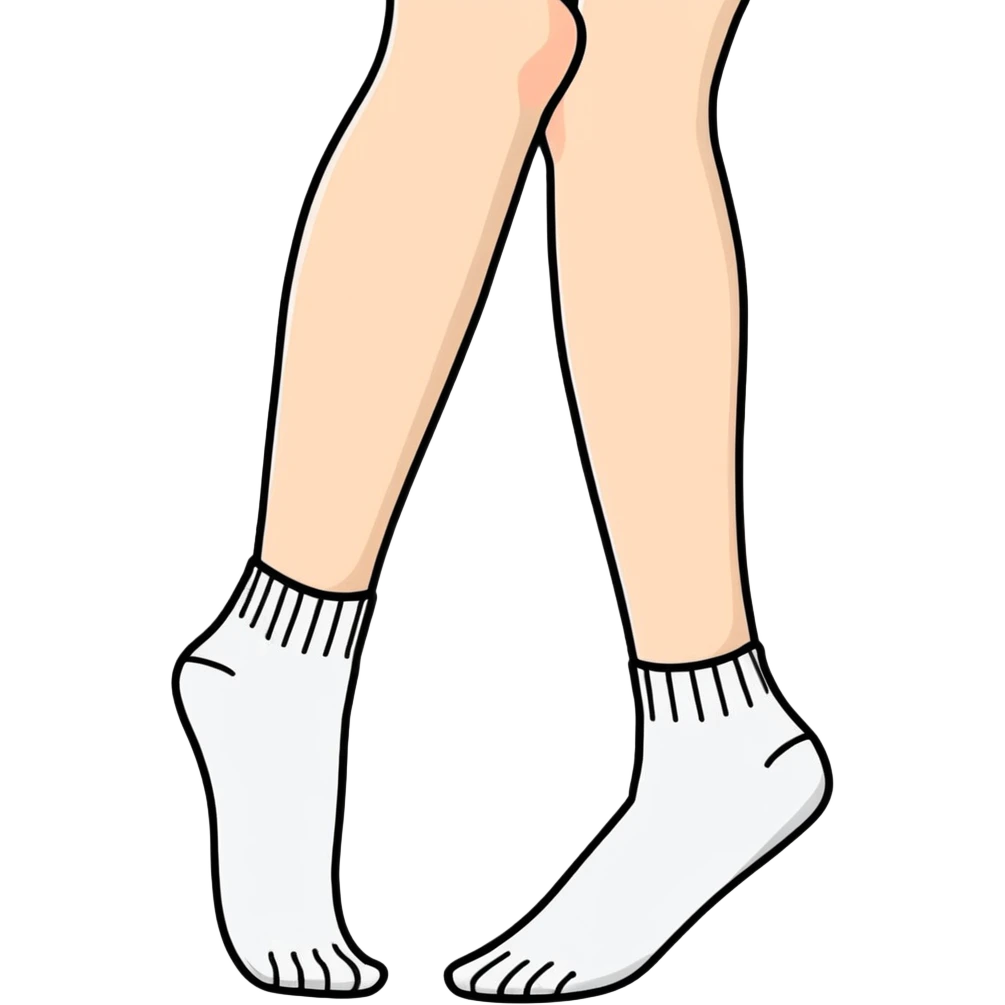 slender woman feet in white no-show socks with bottom view of soles emoji