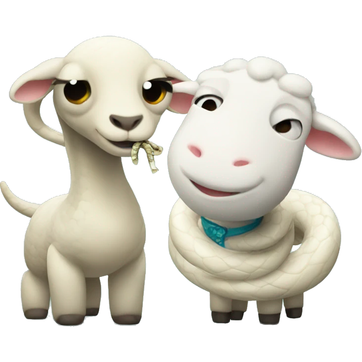 Snake and lamb having a party emoji