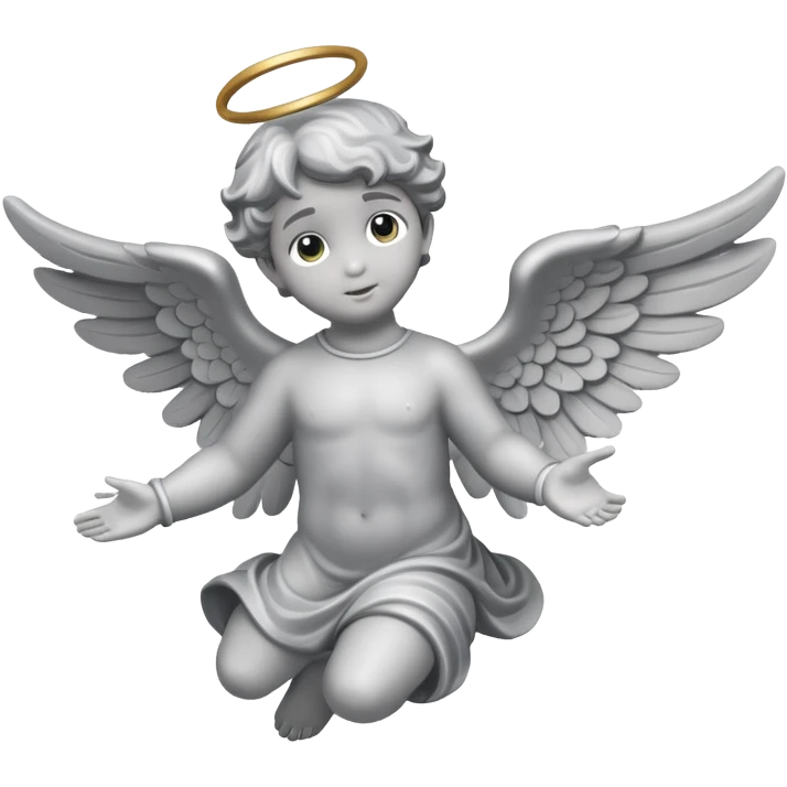 grey flying angel kid made in stone emoji
