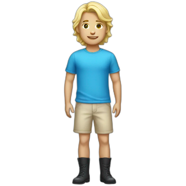blond guy with glass and blue sky skirt emoji