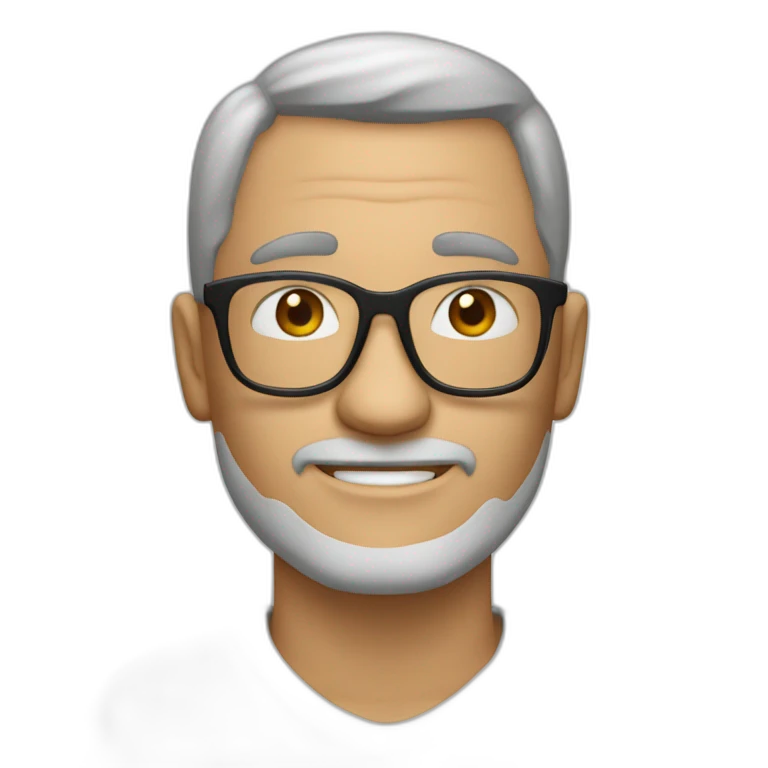 Hombre 40 años, algunos pelos blancos, con lentes, pelo corto emoji