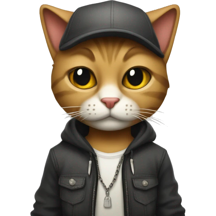 anthropomorphic cat in a thug style outfit  emoji