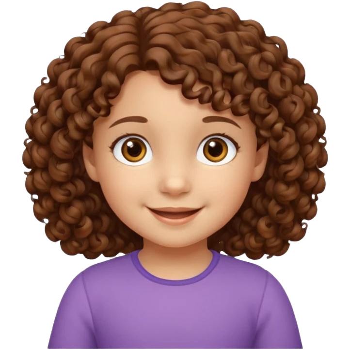 3yr old girl curly brown hair brown eyes emoji