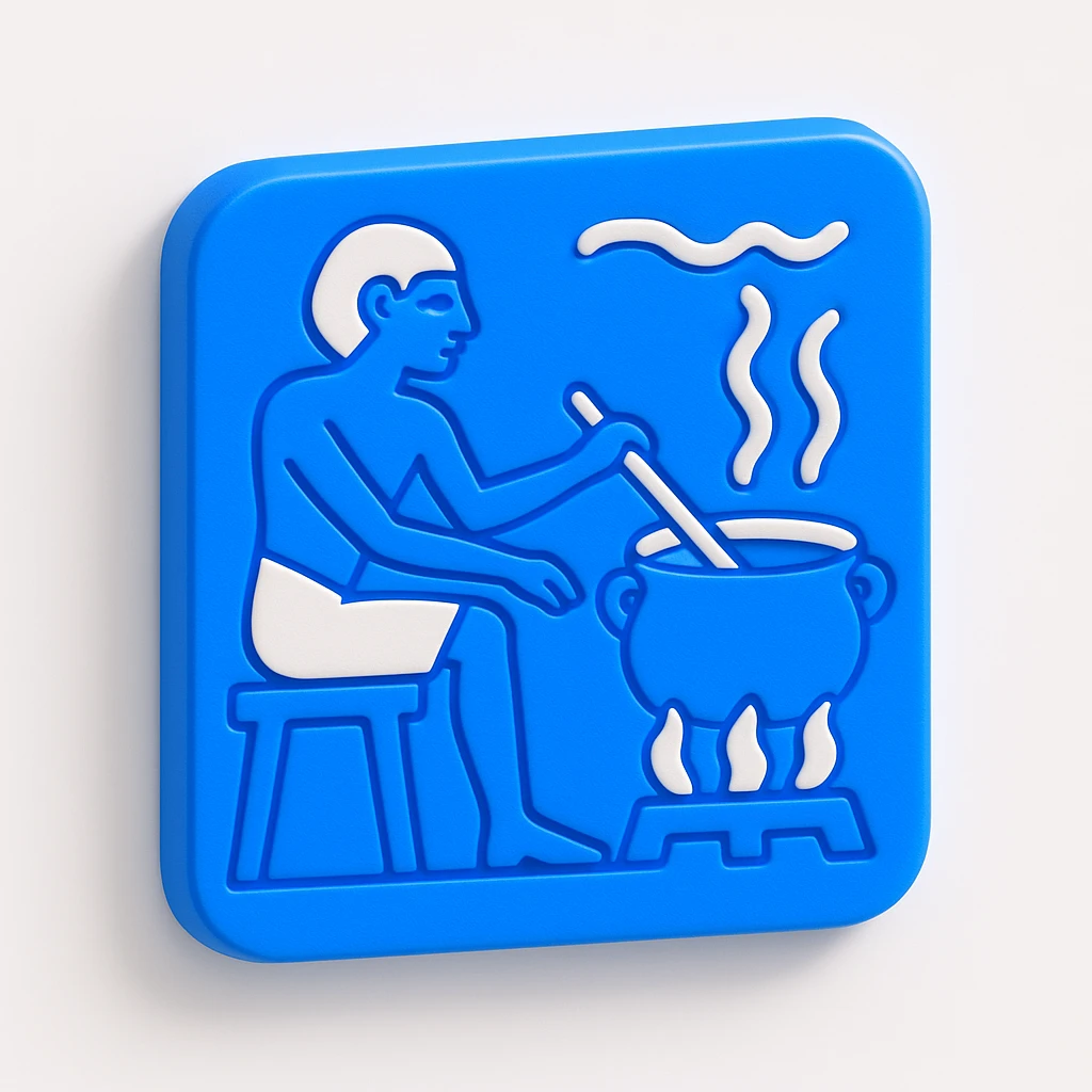 ancient Egyptian cooking scene in hieroglyphic style emoji