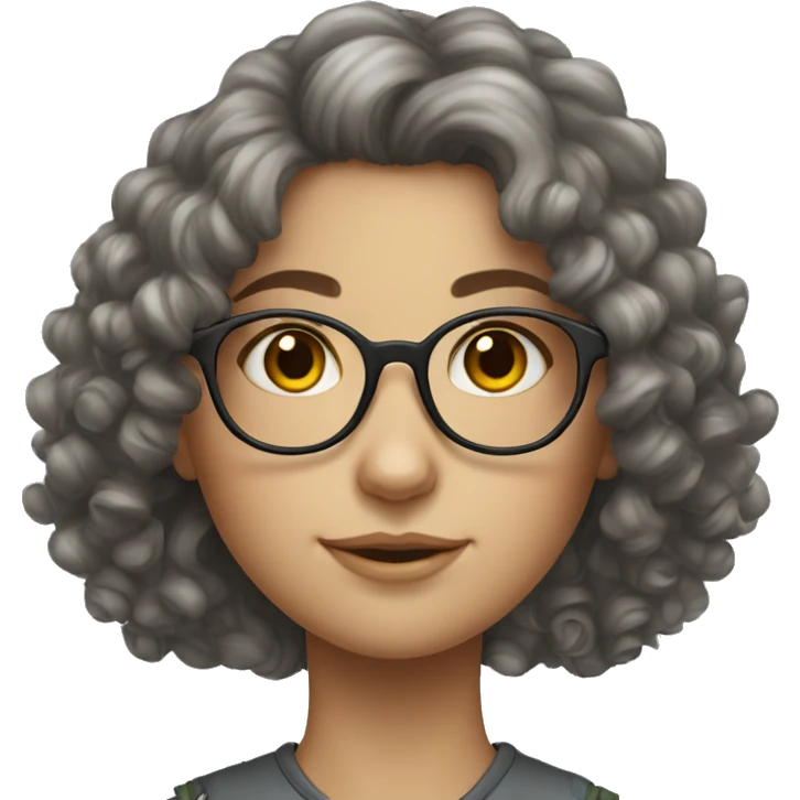 curly dark-haired white Slavic girl with glasses emoji