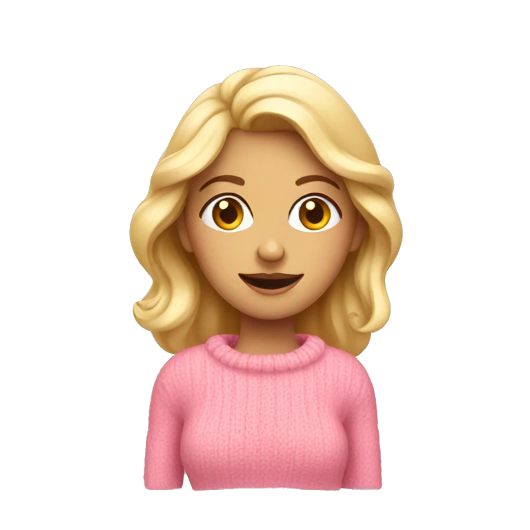 Femme avec un pull rose emoji