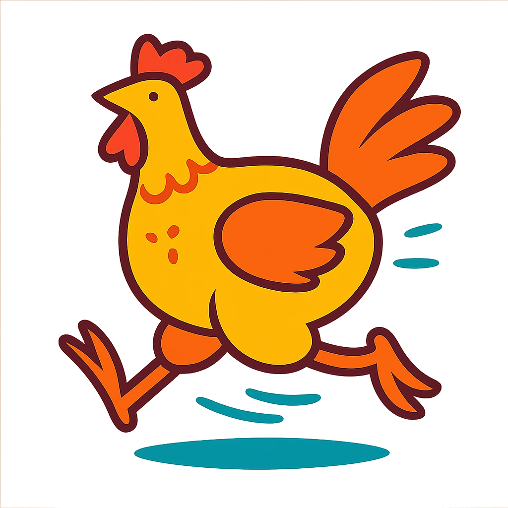 headless chicken running, cartoon style, bright colors emoji