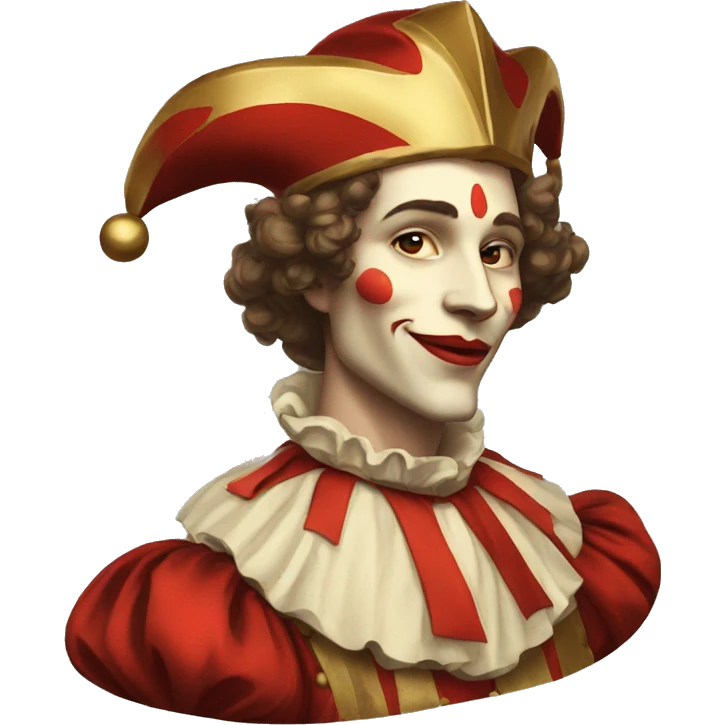 Vintage Jester high cheekbones, red, gilded  emoji