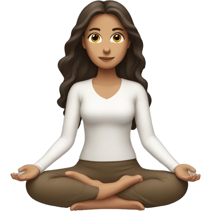 Brunette girl with beautiful hair meditating  emoji