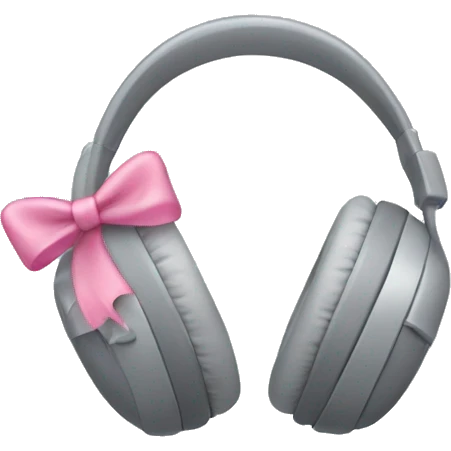 Grey headphones with cute little pink bows emoji