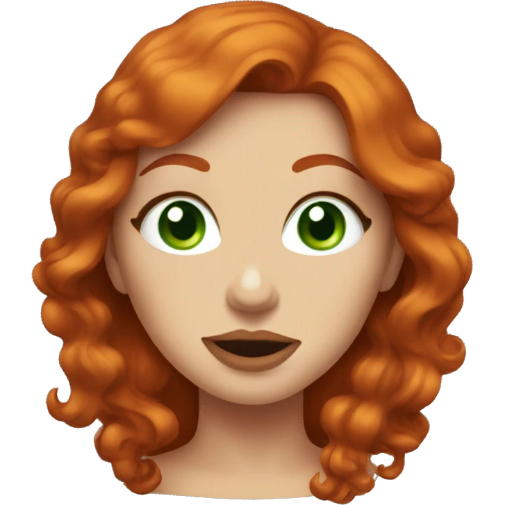 redhead woman with green eyes blowing a kiss emoji