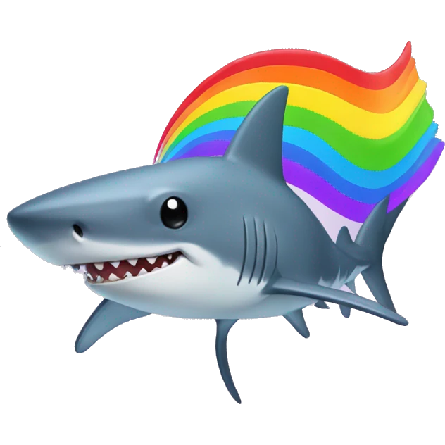 shark with rainbow hair and babg in hand emoji