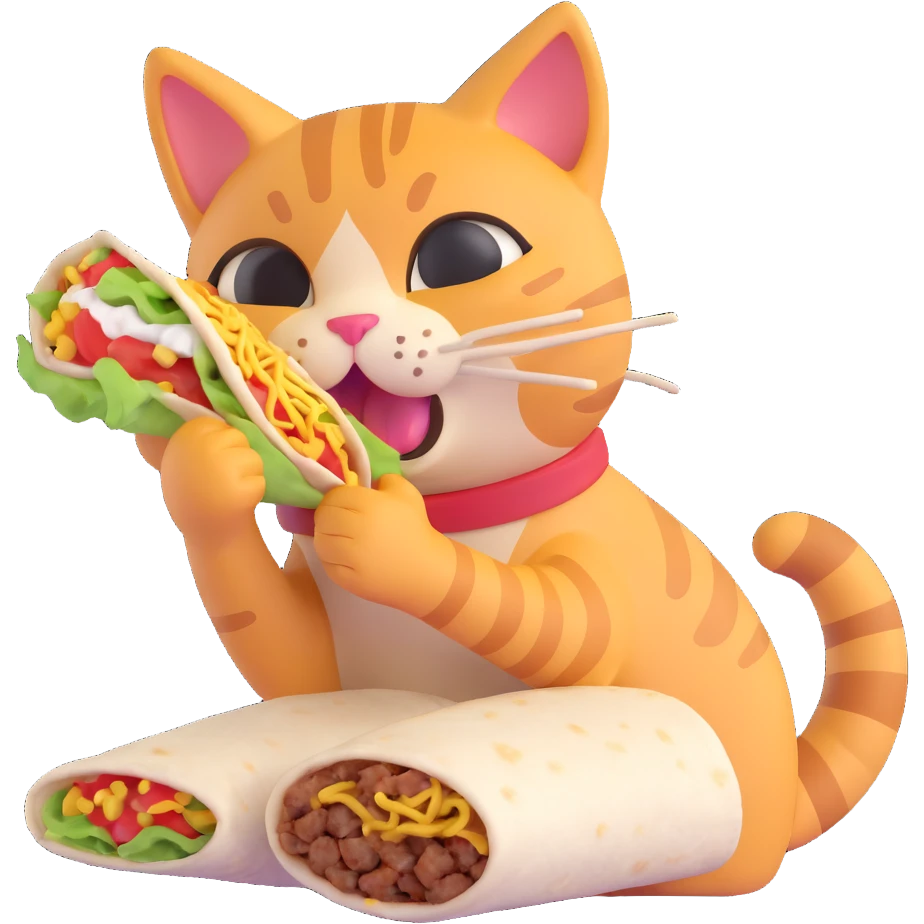 cat eating a burrito emoji