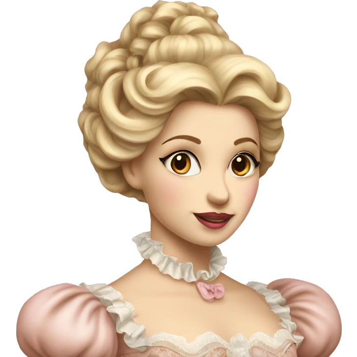 vintage rococo brown and blonde woman in a light pink gown  emoji