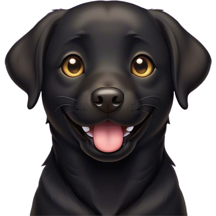 Cinematic Comical Black Labrador Portrait Emoji, Head tilted dramatically with an exaggeratedly amused expression, featuring a sleek black Fur with a glossy finish, wide, expressive brown eyes filled with playful disbelief, Simplified yet hilariously expressive features, highly detailed, glowing with a slightly sassy glow, high shine, dramatic yet playful, stylized with an air of cheeky mischief, bright and endearing, soft glowing outline, capturing the essence of a spirited and over-the-top companion, so meme-worthy it feels like it could side-eye its way into internet fame instantly! emoji