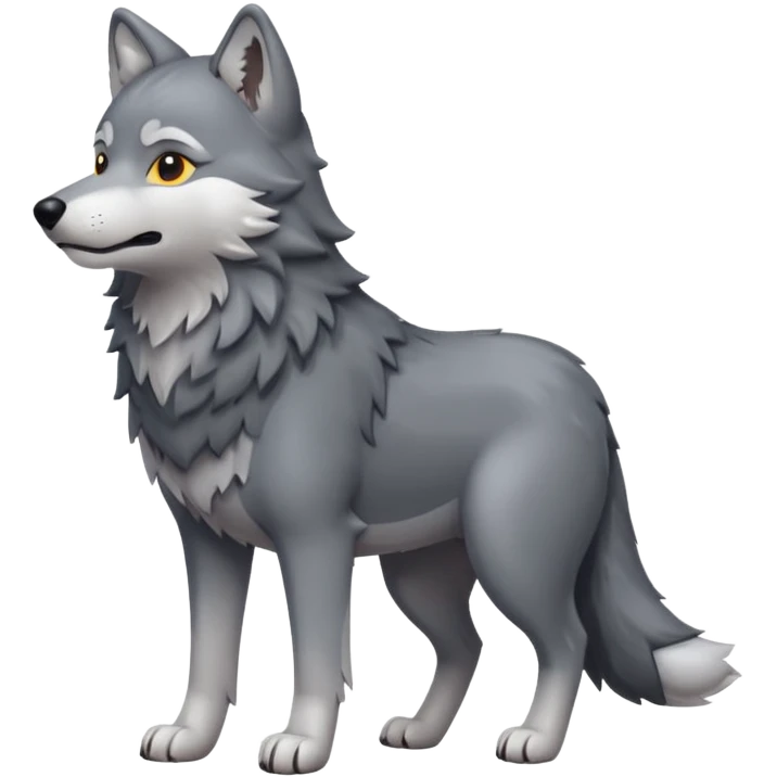 Create a single emoji of a Wolf in full body, shown at a slight side angle in a natural, characteristic pose. Cute and stylized like an emoji, but clearly recognizable.
 emoji