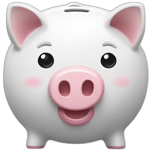piggy bank with a winking face emoji